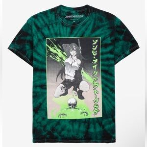 Hot Topic Unisex Black and Green Zombie Makeout ClubTie-Dye Tee
